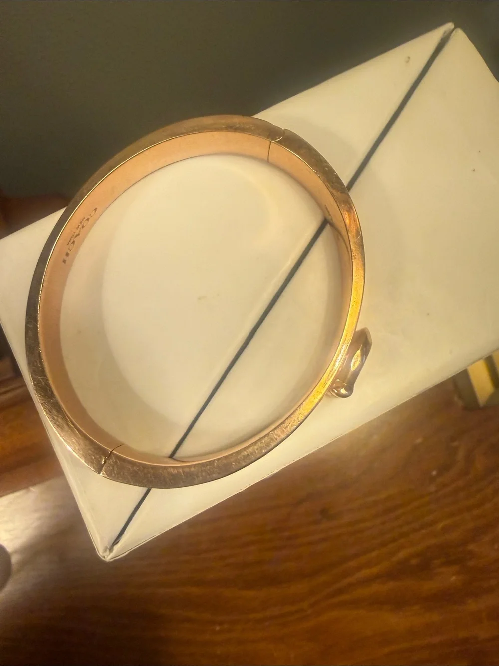 COACH Women's C Logo Hinged Bangle Bracelet Gold St Steel & Purple Enamel